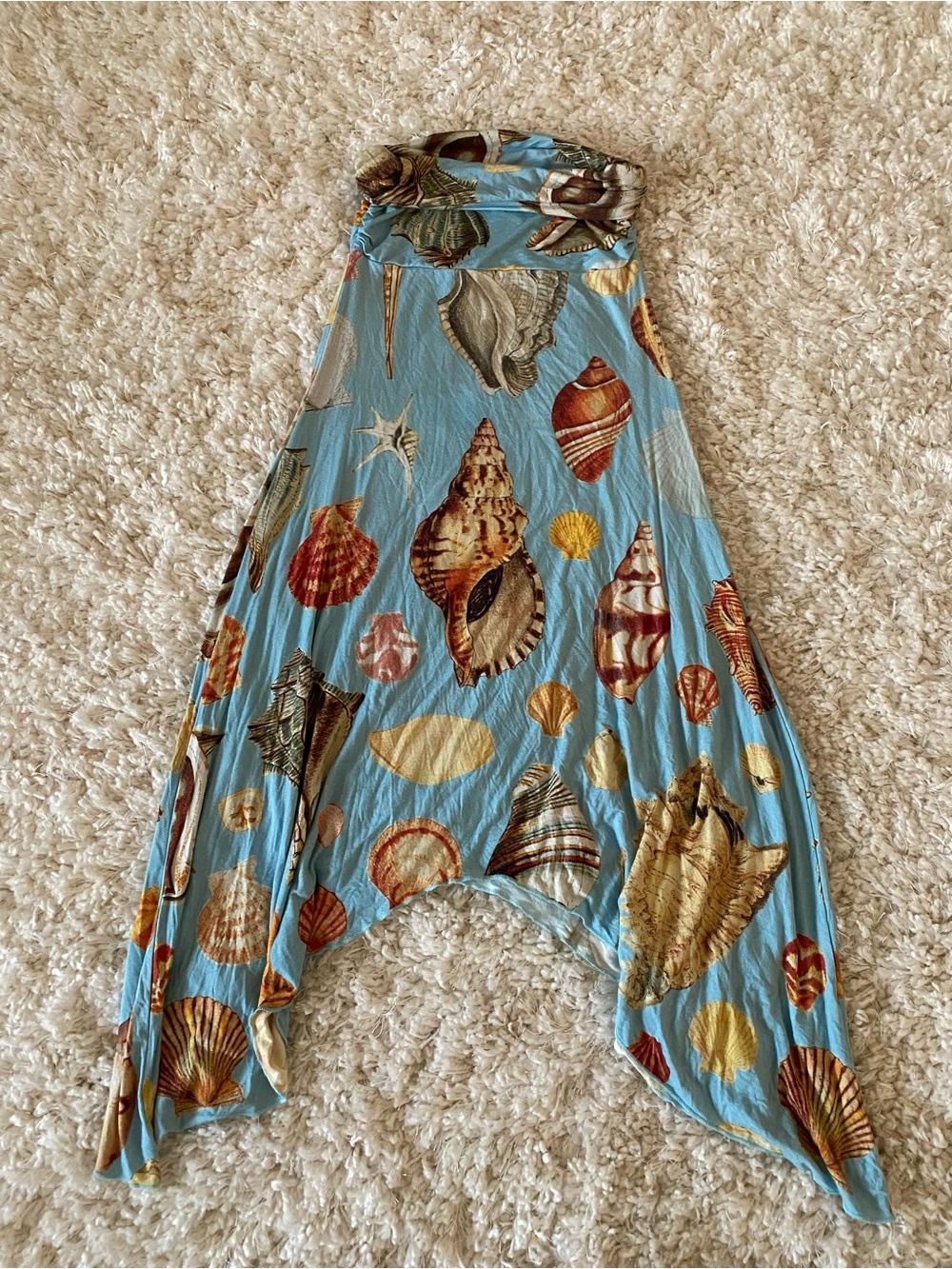 Tyler McGillivary Light Blue Seashell Print Convertible Tube Dress